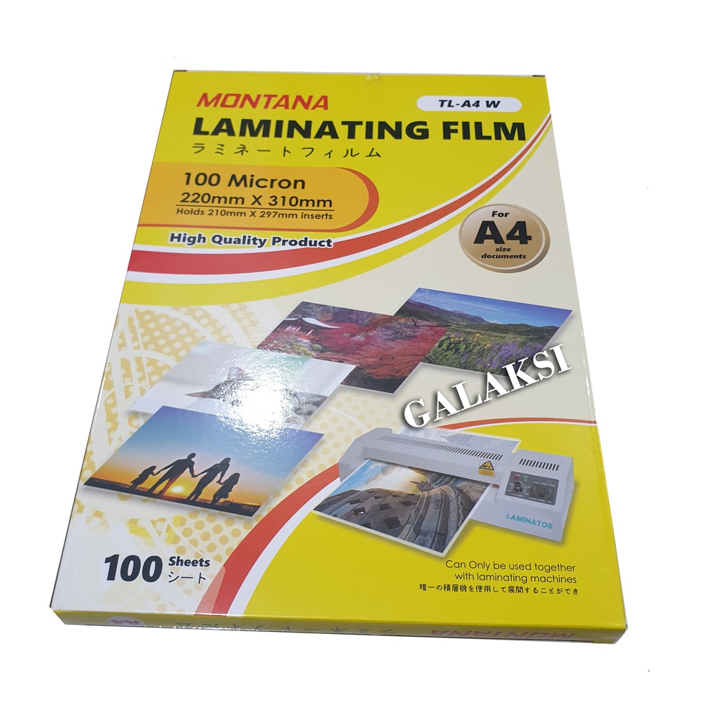 

LAMINATING FILM PLASTIK LAMINATING A4 100 MIC MONTANA