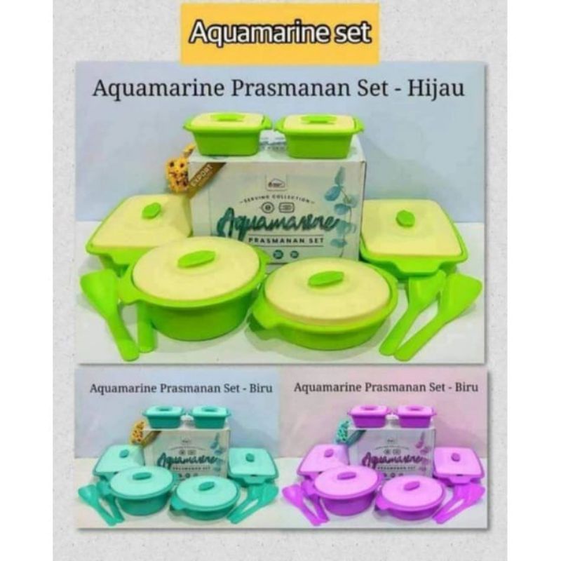 AQUAMARINE PRASMANAN TEMPAT MAKAN SET 6 in 1 + SENDOK WADAH SAJI MURAH 6 KOTAK MAKAN + 4 SINDUK