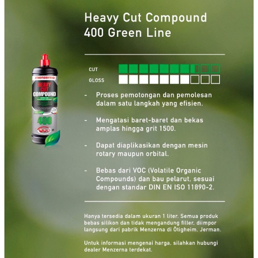 MENZERNA HCC400 Heavy Cut Compound 1L HCC 400 Green Line