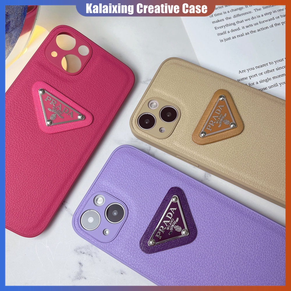 Casing Handphone Bahan Kulit Untuk iPhone 14 Pro Max14 Plus 13ProMax 12 ProMax 11Pro X Xr Xs Max Hard Prada Case Back Cover