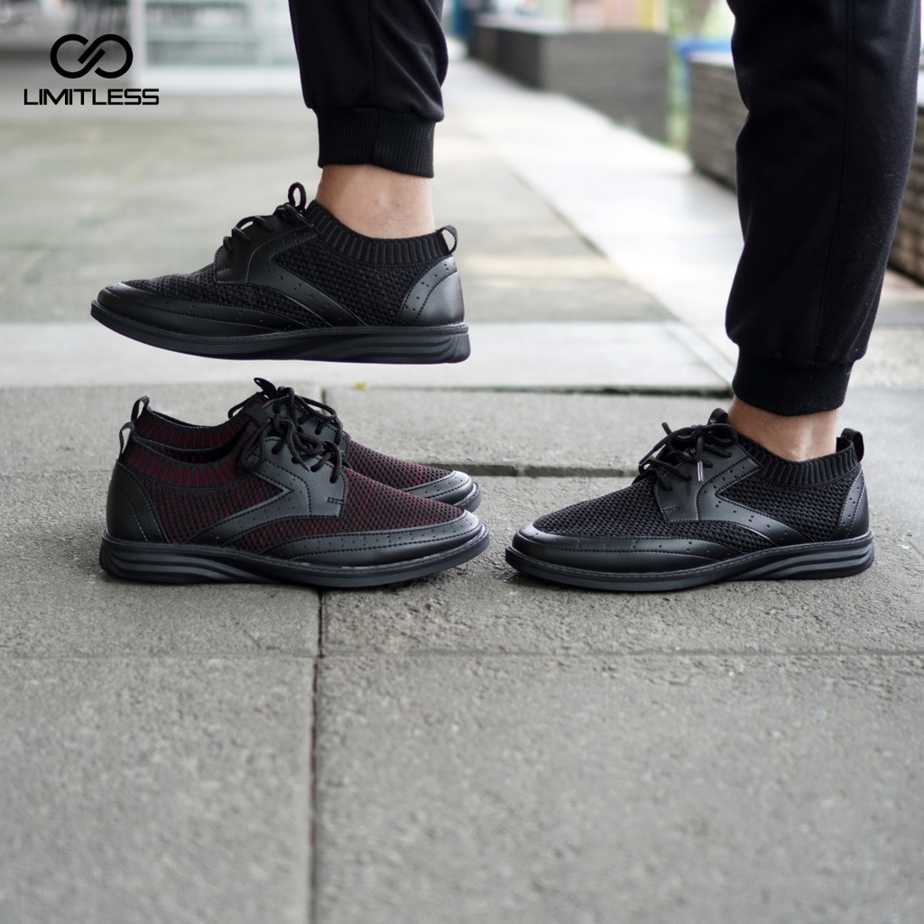 Sepatu Pria Casual Full Black Sport Stylish Sneakers Cowok Formal Kantor Kuliah Keren Terbaru