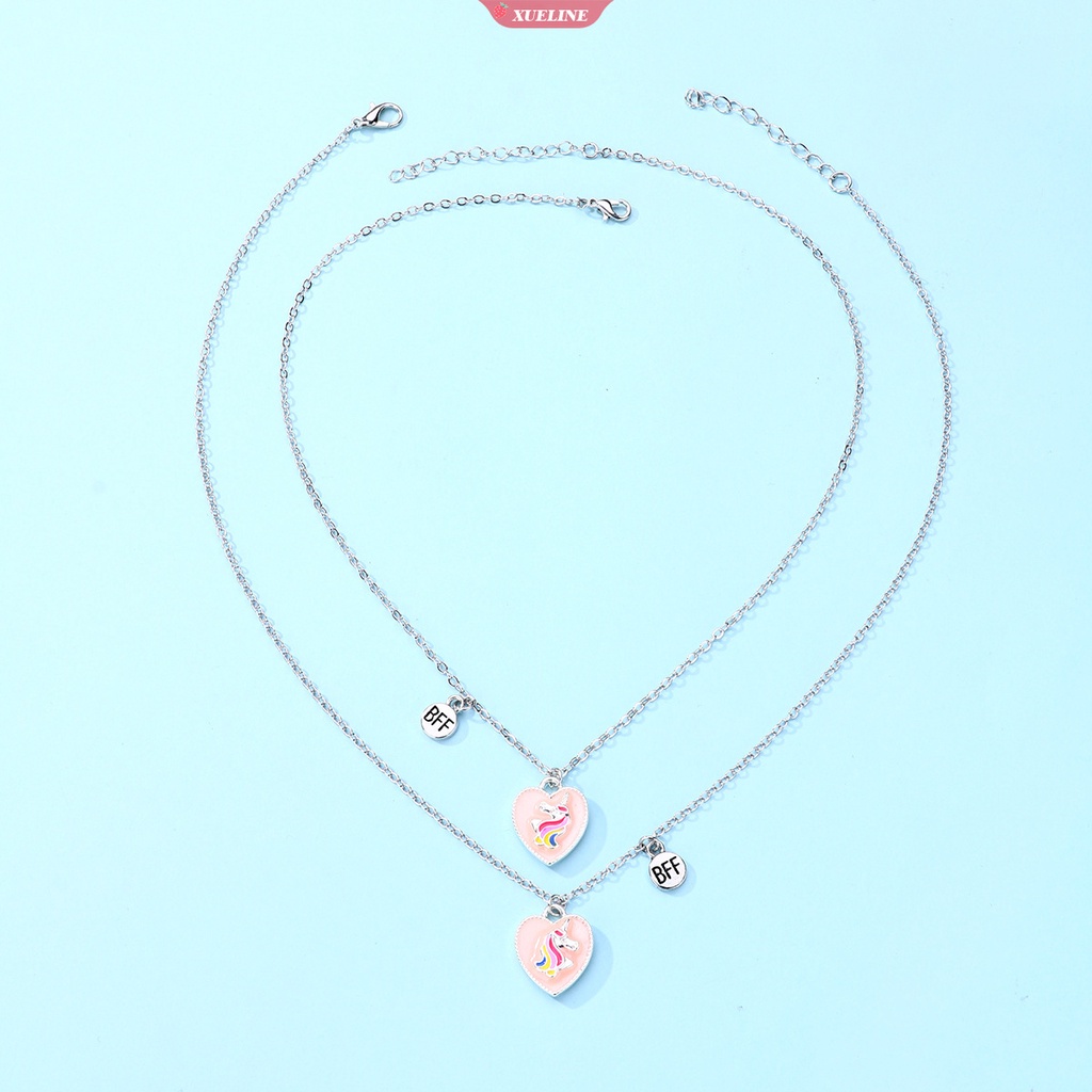 Gadis Warna-Warni Pelangi unicorn Liontin Kalung Kartun Hewan Kuda Hati Kalung Wanita Liontin Perhiasan Aksesoris [ZXL]