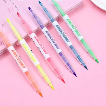 

ッ OVERFLOWS.ID 6 Pcs Stabilo Double Side Spidol Highlighter Dua Sisi Set Murah ㅝ