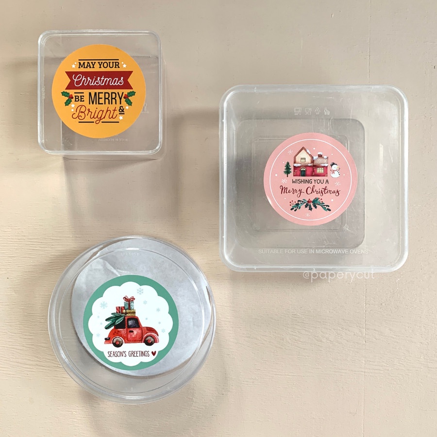 

Sticker Segel Bulat Packaging Toples Cookies Natal / Christmas 8 x 8 cm