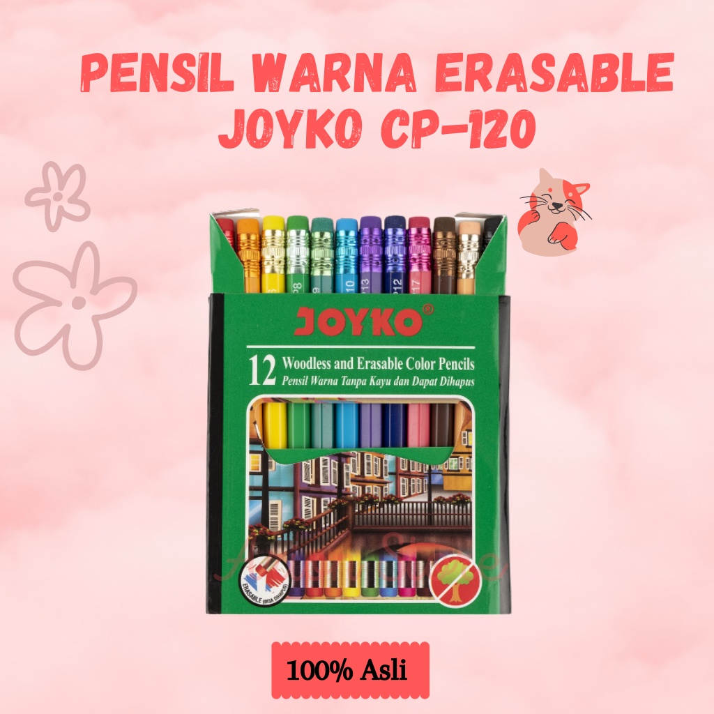 

[ARION STORE] Pensil Warna Erasable Joyko 12 warna Pendek / Pensil Warna Bisa Dihapus 12 Warna Joyko CP-120 [SET]
