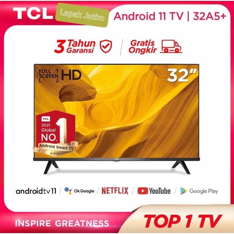 TCL 32 inch Smart LED TV -Android 11.0 - Frameless