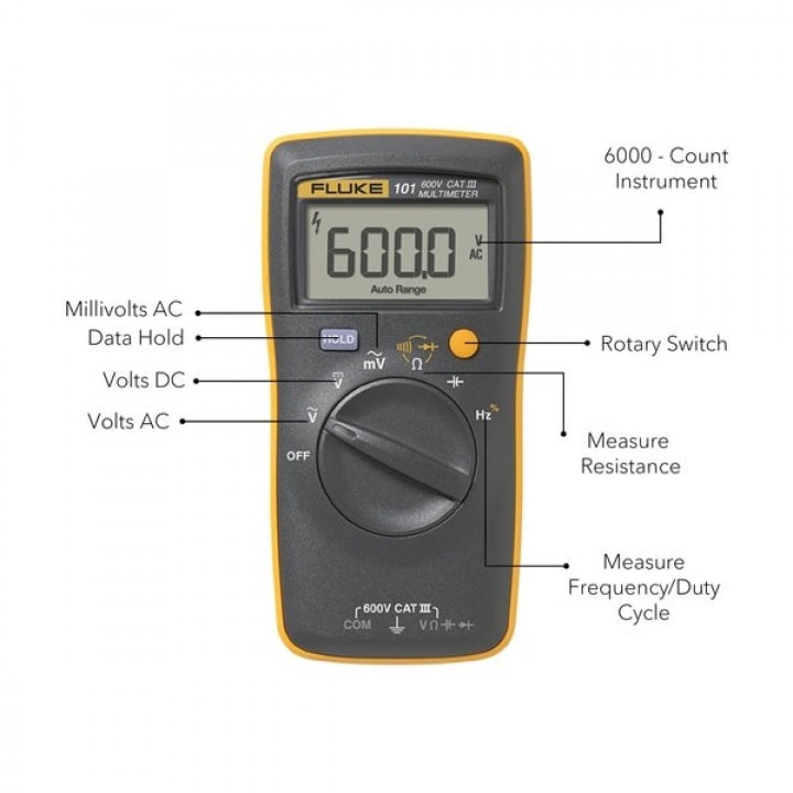 FLUKE 101 - Basic Digital Portable Pocket Multimeter with LCD Display