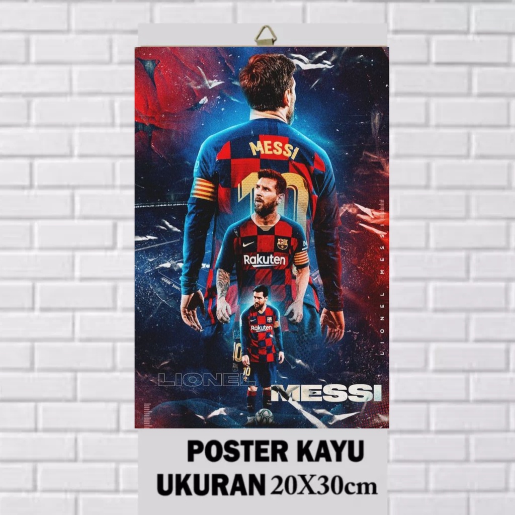 POSTER KAYU LIONEL MESSI/POSTER PEMAIN BOLA/FOTO LIONEL MESSI/POSTER KAYU/UKUIRAN 20X30/POSTER PAPAN