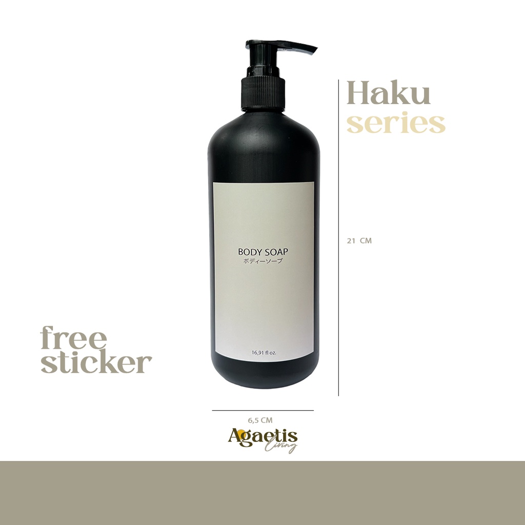 BOTOL SABUN CAIR REFILL PUMP PREMIUM LUXURY 500 ML + STICKER ANTI AIR AESTHETIC HAKU BLACK BLACK SERIES