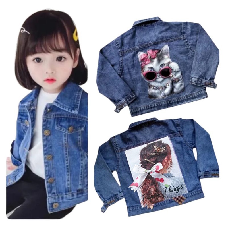 JAKET JEANS ANAK PEREMPUAN MOTIF PITA 3D USIA 1-12 TAHUN