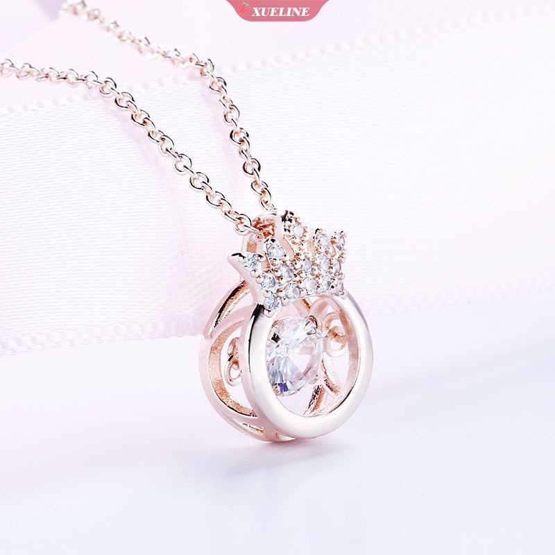 Indah fashion Pintar Mahkota Ratu Kalung Wanita Elegan Wanita Zirkonia Liontin Perhiasan titanium Aksesoris Souvenir [ZXL]