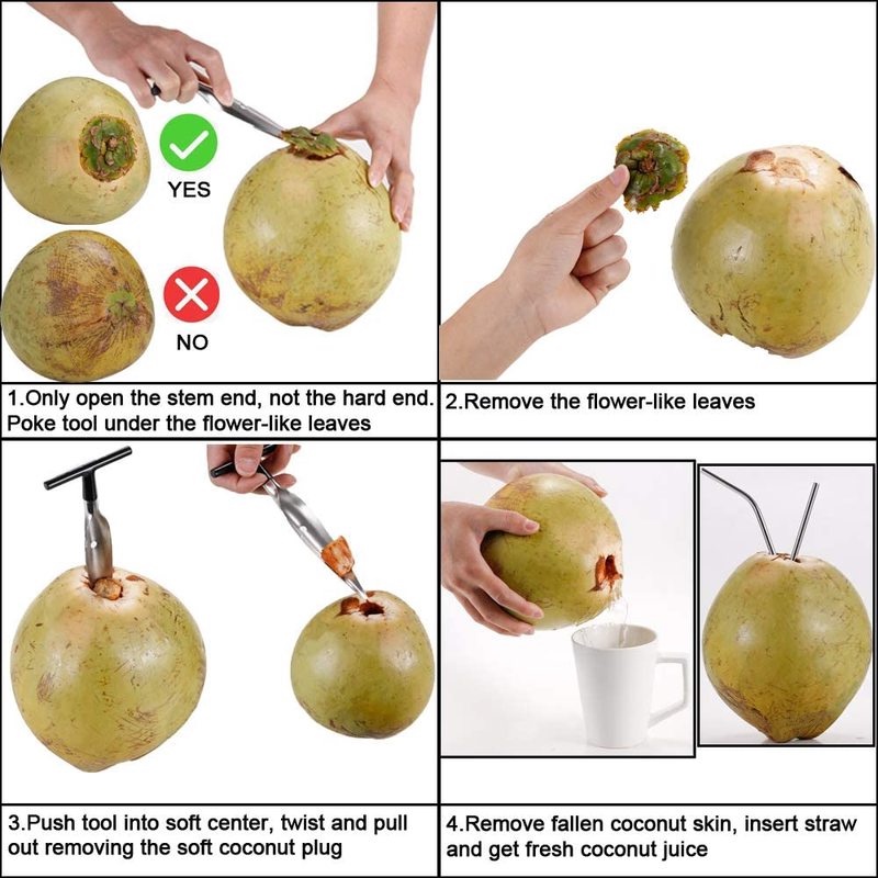 Alat Pembuka Kelapa Bahan Untuk Dapur Coconbits Putih Pemotong Lubang Stainless Steel