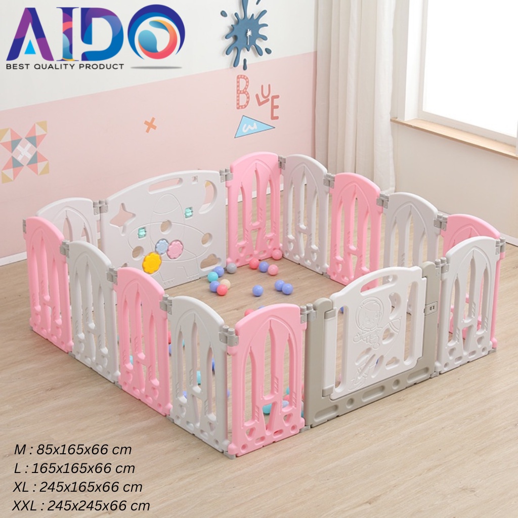 Pagar Anak Pagar Bayi Babyfence Import Kokoh Bisa Dilipat Motif Bulan Bintang Play fence