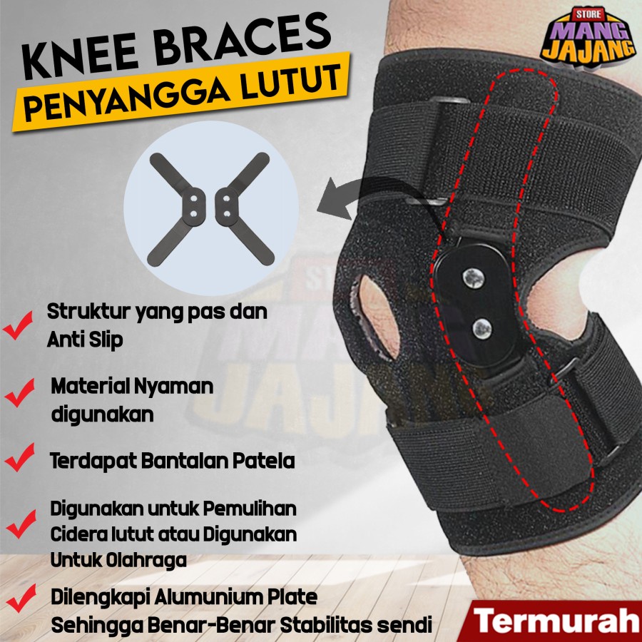 Deker Lutut Knee Support With Alumunium Plate Deker penyangga Lutut Knee Pad Strap