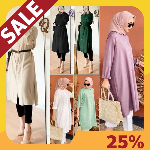 Tunik Wanita Terbaru Kekinian Wanita Import Korea - Anna Long Tunik Matt Shakila Premium Motif Salur