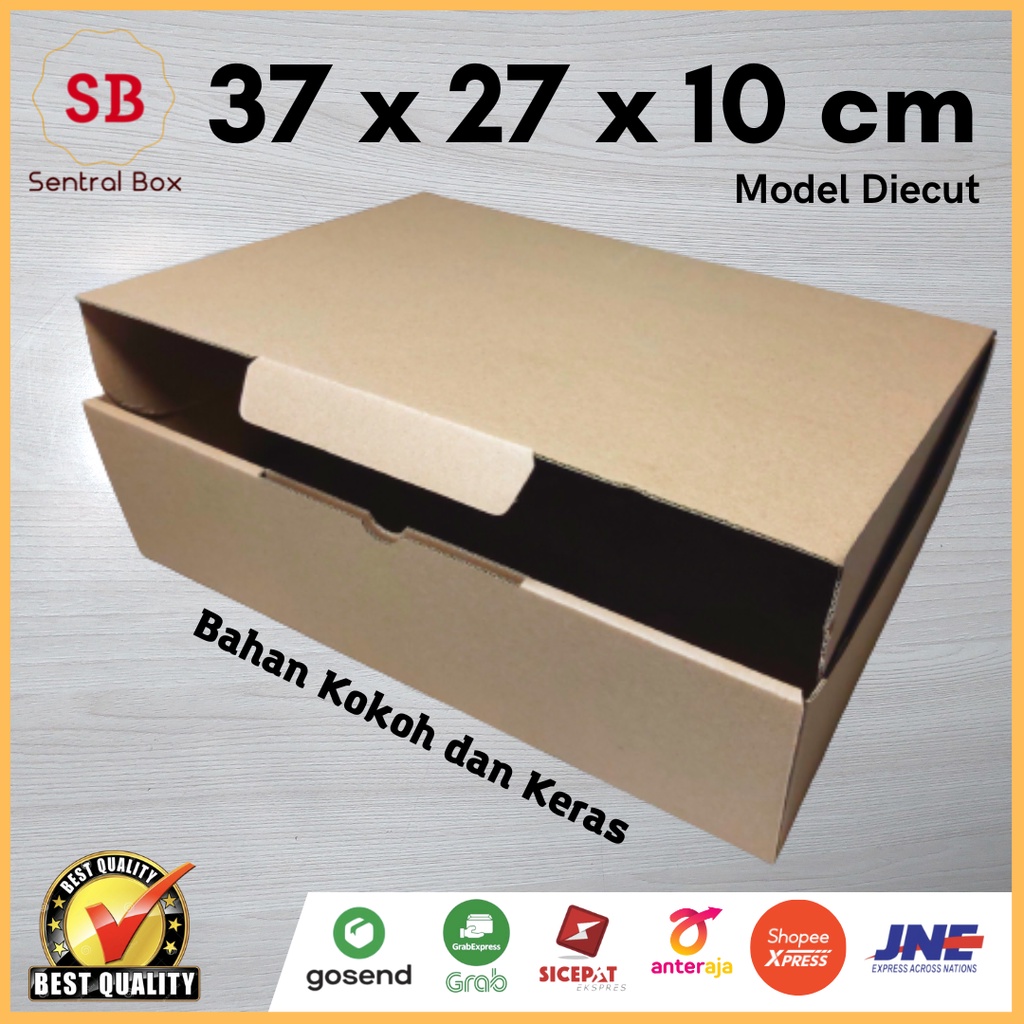 

( Min.order 5 pcs ) Kardus 37 x 27 x 10 cm....Die Cut ( untuk pembelian di atas 10 pcs harga lebih murah )