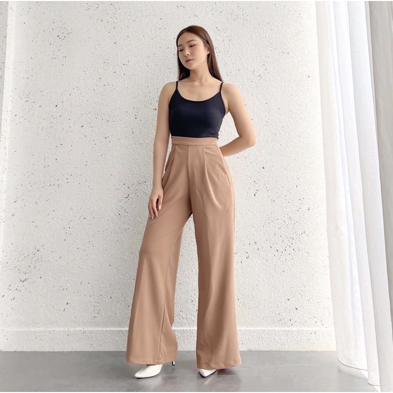 WESLEY WIDE KOREAN LONG PANTS - CELANA PANJANG KERJA WANITA PREMIUM - CELANA CULLOTE BAN PINGGANG - HADIAH ATAU KADO ULTAH CEWEK