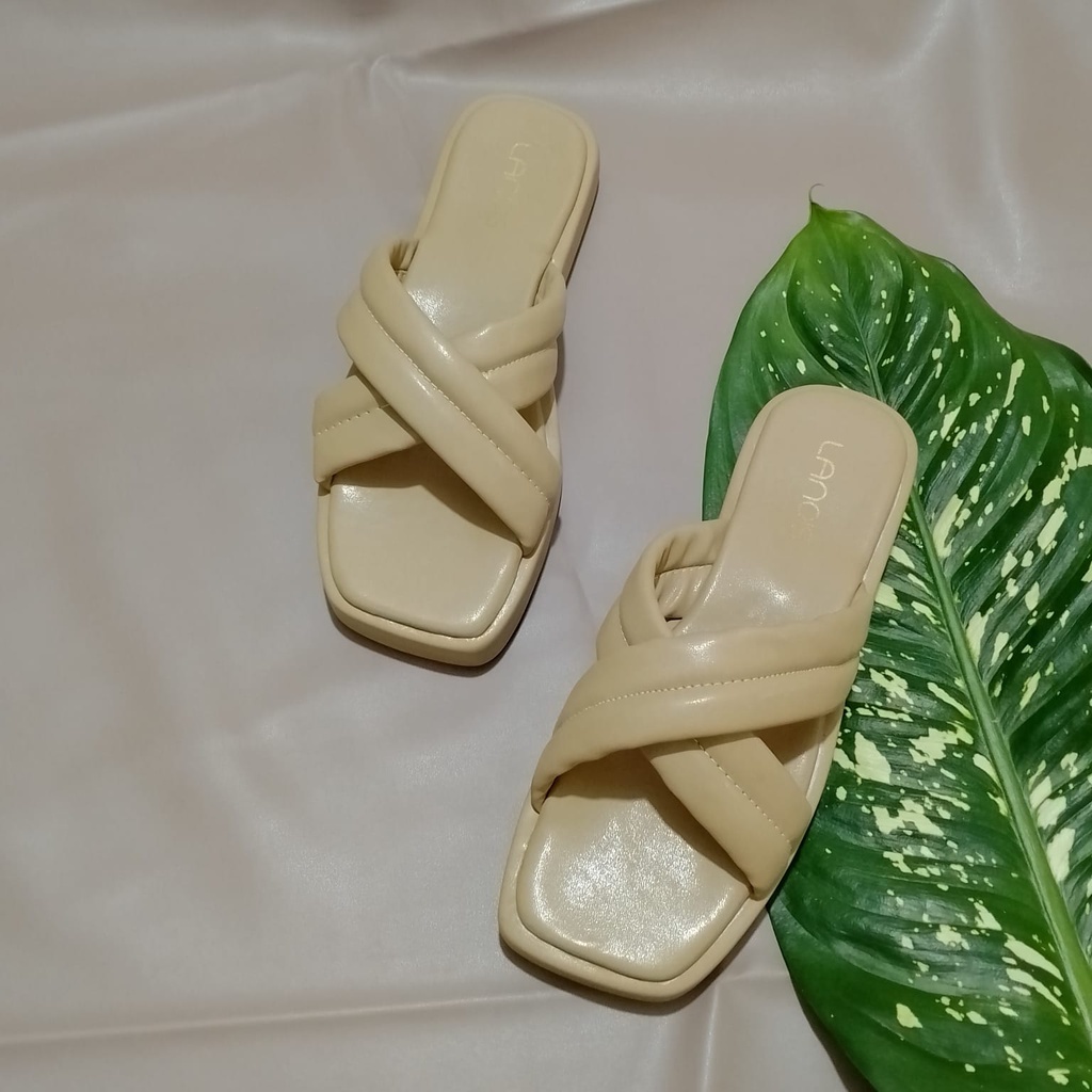 Sendal Wanita Korean Style Platform Empuk Tebal Sandal Wanita Tali Silang Busa Empuk - YASMIN