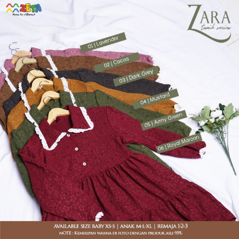 CUCI GUDANG | Pakaian Muslim Anak Perempuan ZETA Original - Set Tunik Anak Zara Series Nyaman dan Tr