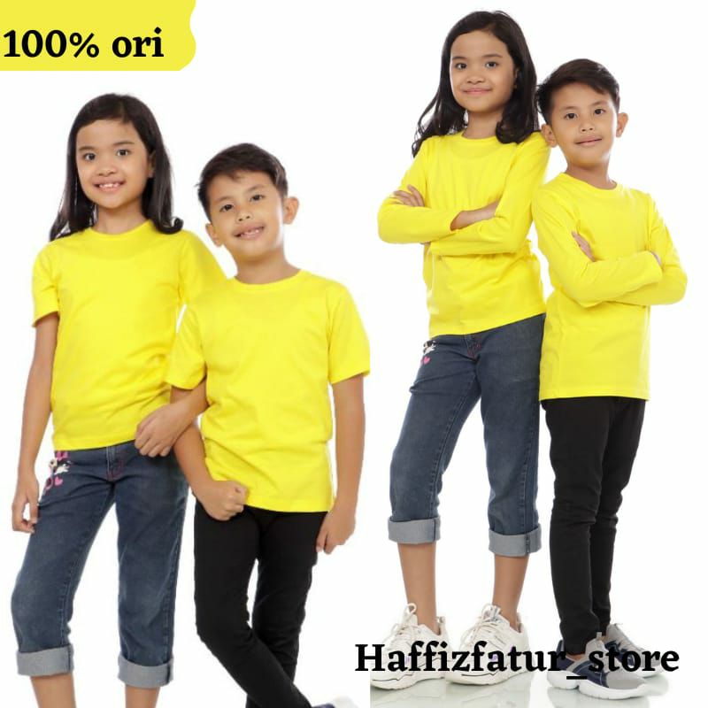 Kaos Anak Polos Perempuan Laki laki Lengan Pendek Lengan Panjang Cotton Combed 30s, Pakaian anak , A