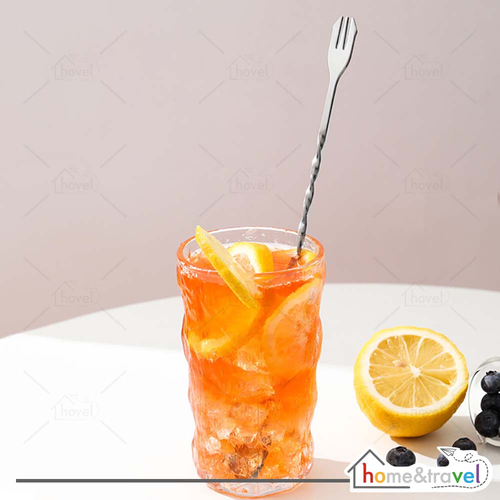 HOVELSHOP Sendok Garpu Stainless Panjang Ulir Pengaduk Minuman Cocktail Serbaguna