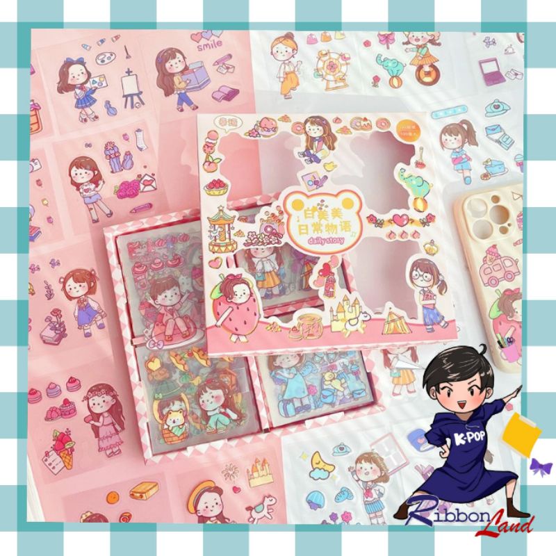 

(100 lembar) Stiker PVC Kilat Dekorasi Banyak Pilihan Kartun Aesthetic Lovely