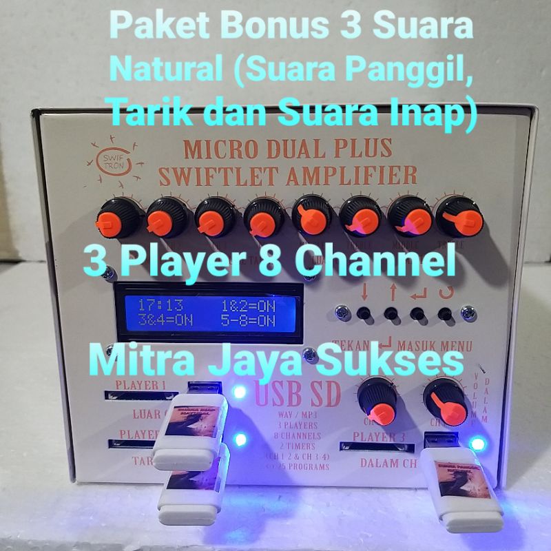 Bonus 3 Suara Natural Ampli Swiftron MICRO DUAL PLUS 3 Player 8 Channel dgn Timer dan Kipas Amplifier Walet