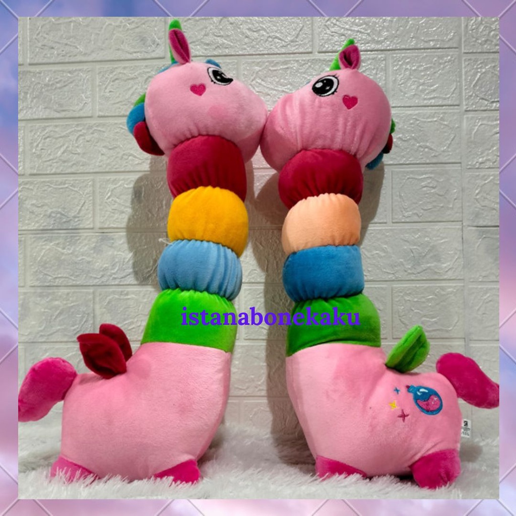 Boneka unicorn leher panjang / kuda pony warna warni bertanduk berkualitas SNI