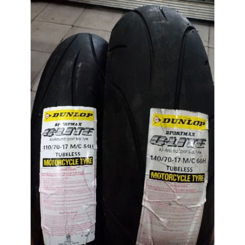 ban Dunlop Q-LITE import ring 17 sepasang depan dan belakang ukuran 110-70/17 dan 140-70/17