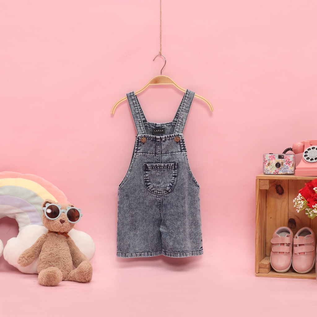 CARVA ATASAN OVERALL DENIM BAJU KODOK ANAK UNISEX JEANS REAL PICT(1 - 6 TAHUN)