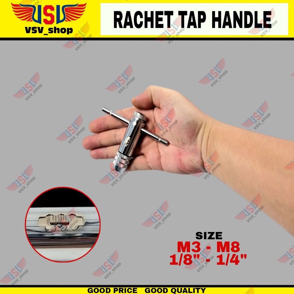 Gagang Hand Tap Rachet 3mm-8mm Stang Tap Handle Tap Rachet M3-M8