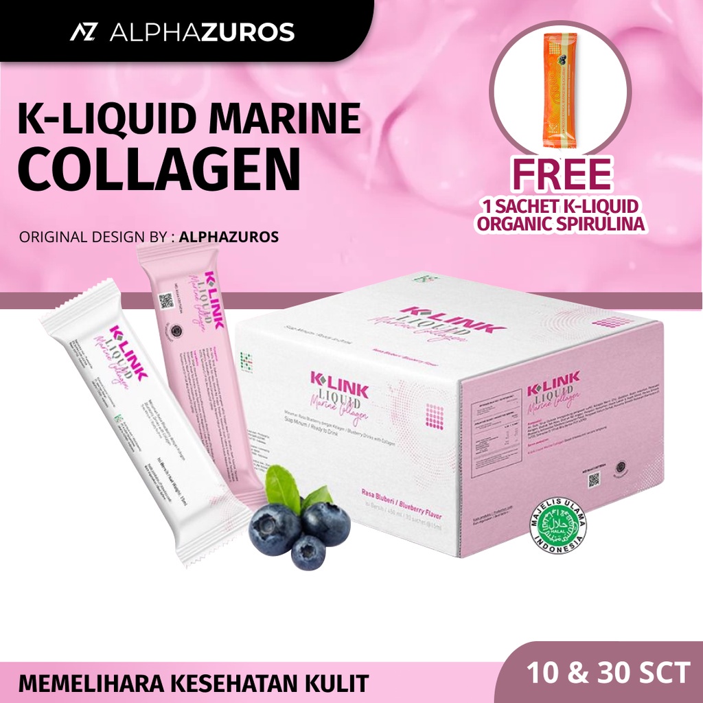 Jual K Link Liquid Marine Collagen BPOM HALAL Rasa Blueberry 1 Box isi
