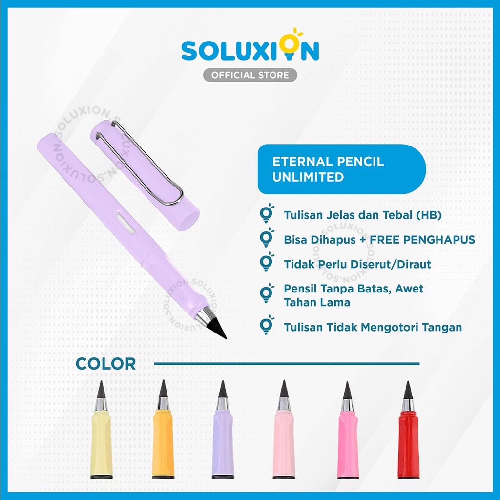 

Pensil Sekolah Unlimited Pencil Eternal Tanpa Batas Pinsil Penghapus Pembersih Alat Tulis Gambar Ajaib Enternal pencil | SOLUXION