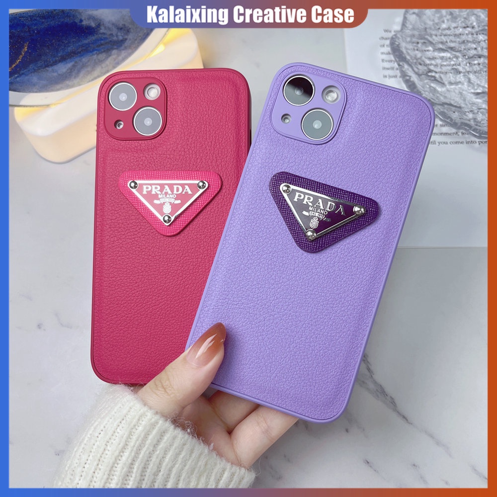 Casing Handphone Bahan Kulit Untuk iPhone 14 Pro Max14 Plus 13ProMax 12 ProMax 11Pro X Xr Xs Max Hard Prada Case Back Cover