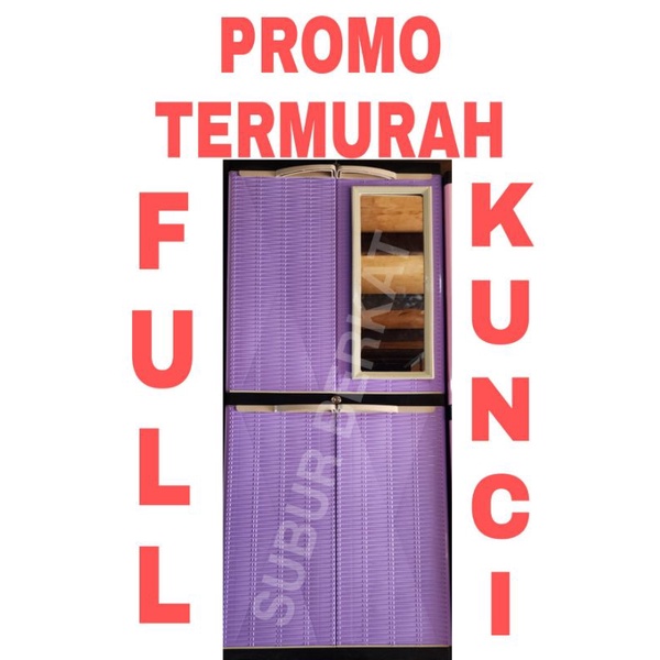 LEMARI PLASTIK LEMARI PAKAIAN LEMARI BAJU KACA FULL KUNCI *