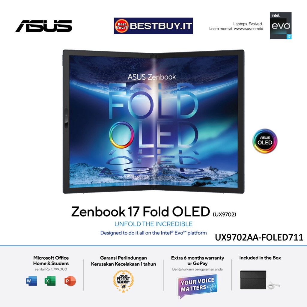 ASUS Zenbook 17 FOLD OLED UX9702AA i7-1250U 16G 1T 17.3" FOLED W11 OHS