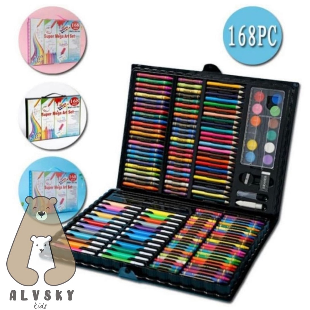 ART SET 168 PCS / PENSIL WARNA CRAYON SET 168 pcs / CRAYON MEWARNAI 168 WARNA