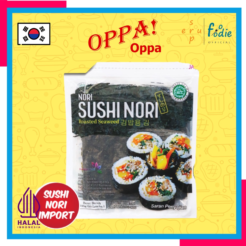 

SUPERFOODIE Sushi Nori / Seaweed / Rumput Laut Kimbab Onigiri Halal Korean Food 20 Lembar Sheet