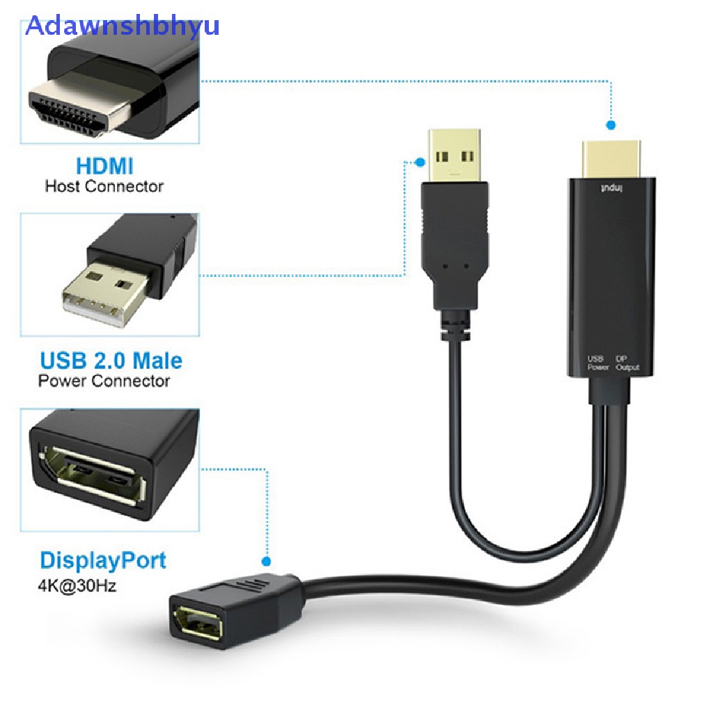 Adhyu 4K USB Powered HDMI Male to DP Display Port Female Adapter Converter Devices ID