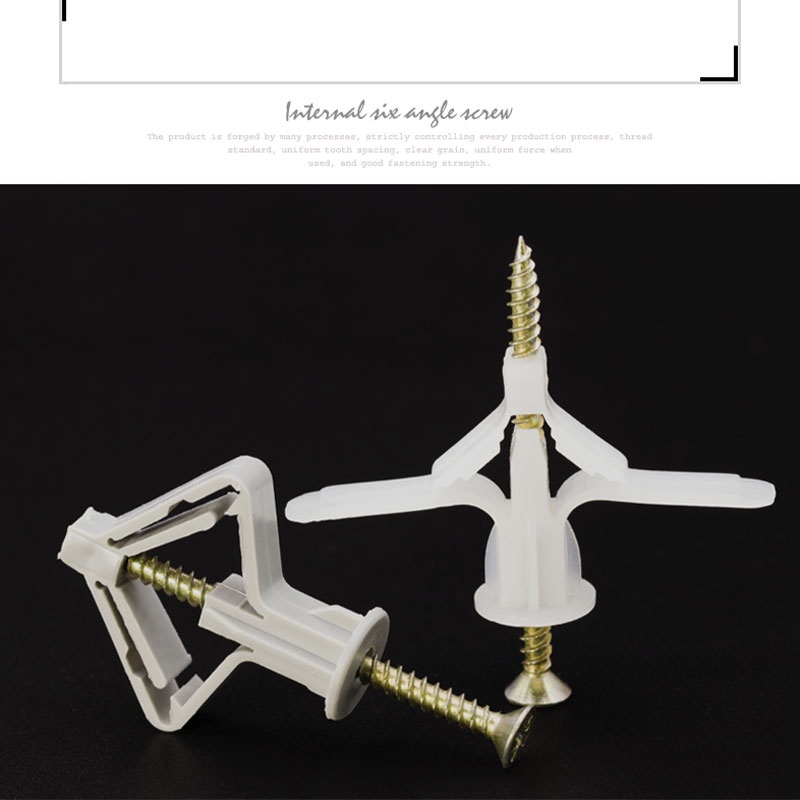 【50 pcs】Expanding Anchors Aircraft/Butterfly Expansion Bolt Set/Gypsum Screws/Sekrup Gypsum/Scrup Gypsum