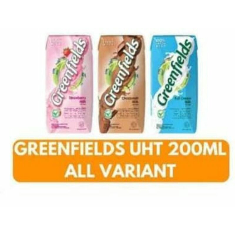 

susu greenfields uht 200 ml full cream chocomalt coklat strawberry milk / greenfield 200ml choco malt fresh