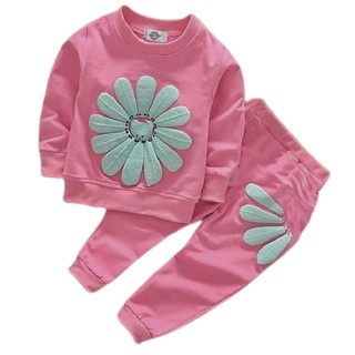 Setelan Baju Anak Perempuan Sun Flower | Pakaian Anak Bahan Fleece Umur 1-6 Tahun