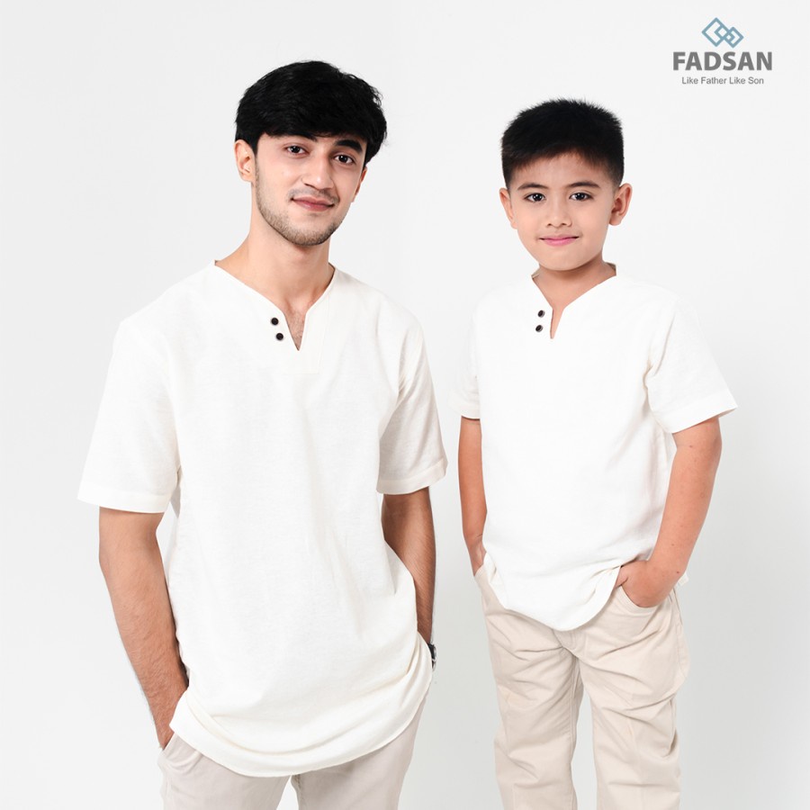 Baju koko  FADSANklaten Broken White Mono Series by Fadsan Couple Ayah dan Anak - ANAK XS
