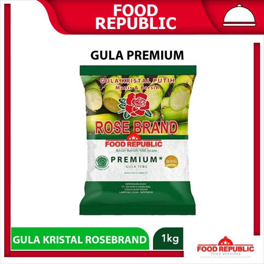 GULA KRISTAL 1 KG ROSE BRAND PREMIUM / TEBU SUGARCANE ROSEBRAND PASIR HALAL