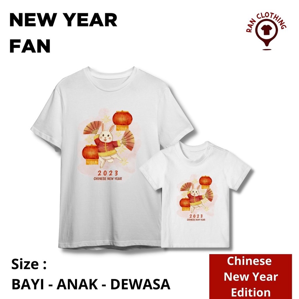 KAOS BAJU IMLEK 2023 KELUARGA TERBARU PRIA WANITA ANAK BAYI (NEW YEAR FAN) COTTON COMBED 30S PREMIUM