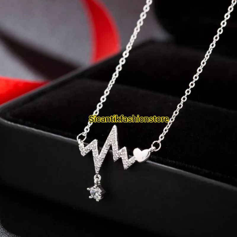 KALUNG TITANIUM WANITA LIONTIN DENYUT ASLI TITANIUM TRENDING ANTI KARAT SELAMANYA KALUNG TITANIUM FASHION STYLE WANITA KOREA PERHIASAN WANITA LAPIS EMAS PUTIH 925 ANTI KARAT SELAMANYA