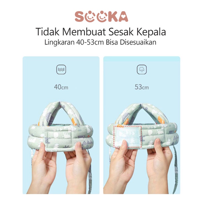 SOOKA Bantal pelindung kepala bayi Topi pelindung kepala bayi Helm Anti Jatuh Bantal Helm Belajar Jalan | Baby Head Safety Helmet Bahan Tebal 3 Cm Adjustable Untuk Bayi 5-24 Bulan SK-EBA1103