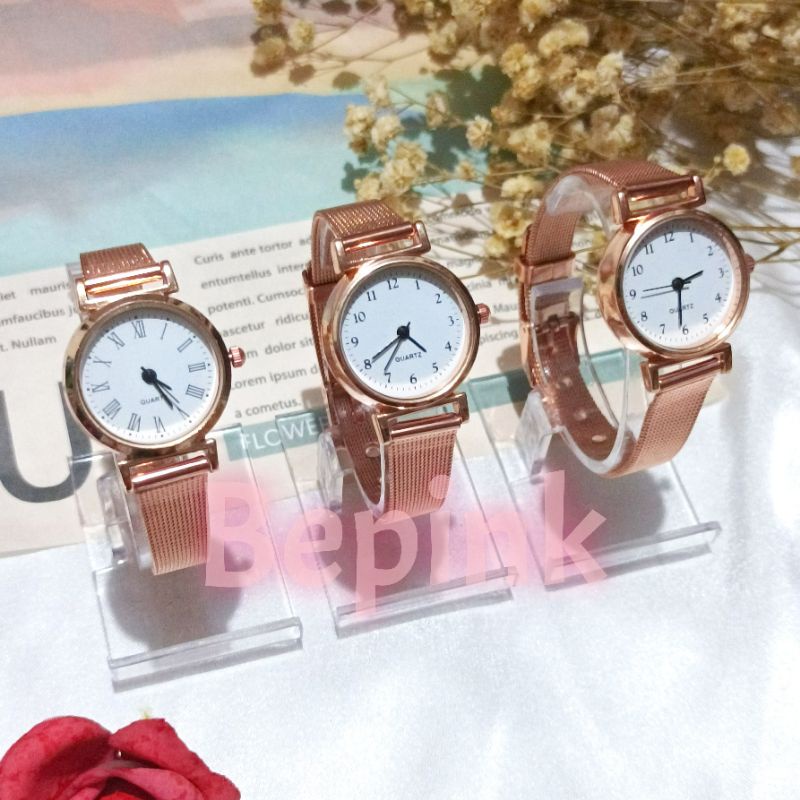 JAM TANGAN KOOREA ROSEGOLD TITTANNIUM BULAT STAINNLEES STEEL (BEPINK OFFICIAL)