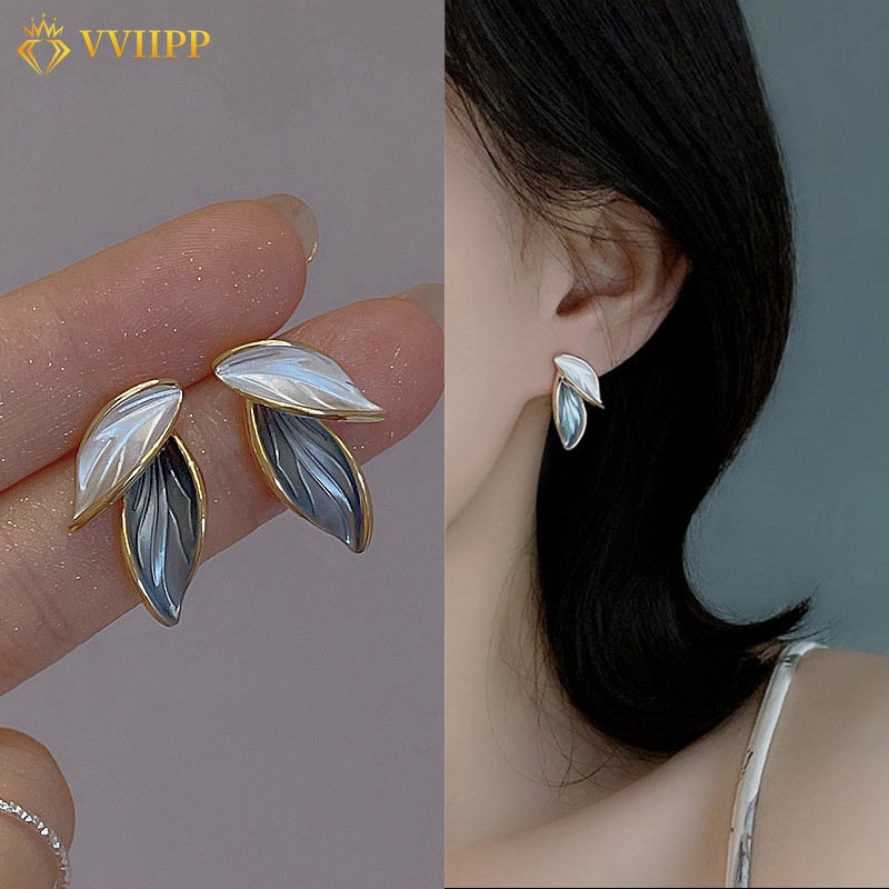 Anting Tusuk Daun Elegan Untuk Wanita Bohemian Piercing Hypoallergenic Earrings Aksesoris Perhiasan