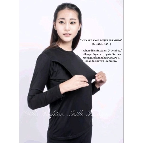 Inner Kaos Busui Lengan Panjang Manset Menyusui Bukaan Kanan Kiri Manset Kaos Busui